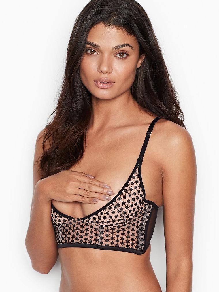 Бюстгальтер Victoria's Secret 246-318 мягкая чашка 75D Черно-телесный (1-103)