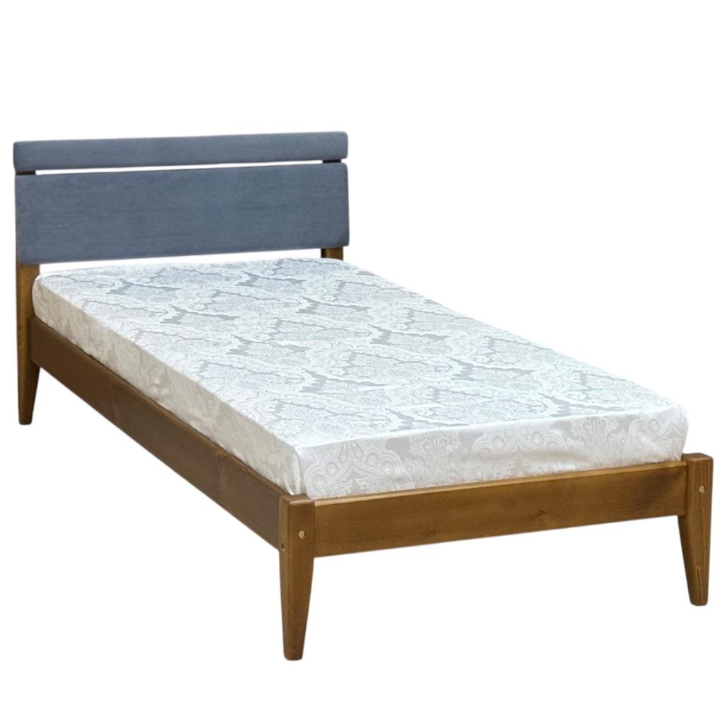 Кровать односпальная деревянная Скиф Л-158 с мягким изголовьем 80х190 см Тиковое дерево/Стим-26 (27986453)