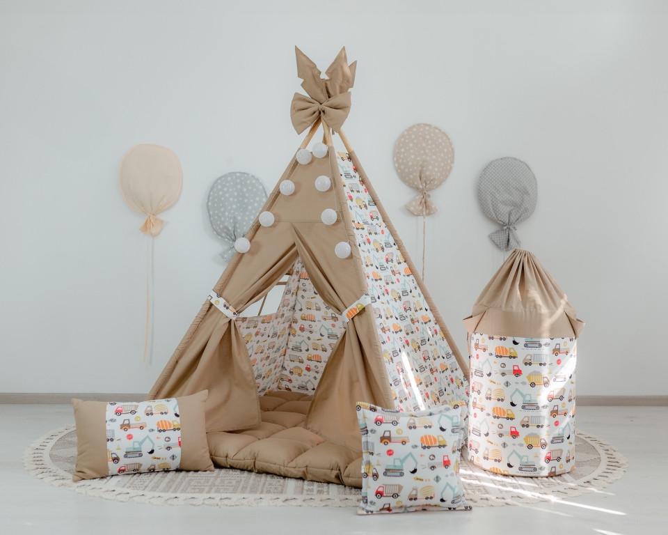 Вігвам дитячий Машинки з матрацом бон бон і подушками з кошиком - фото 2 Вігвам дитячий Машинки з матрацом бон бон і подушками з кошиком - фото 2