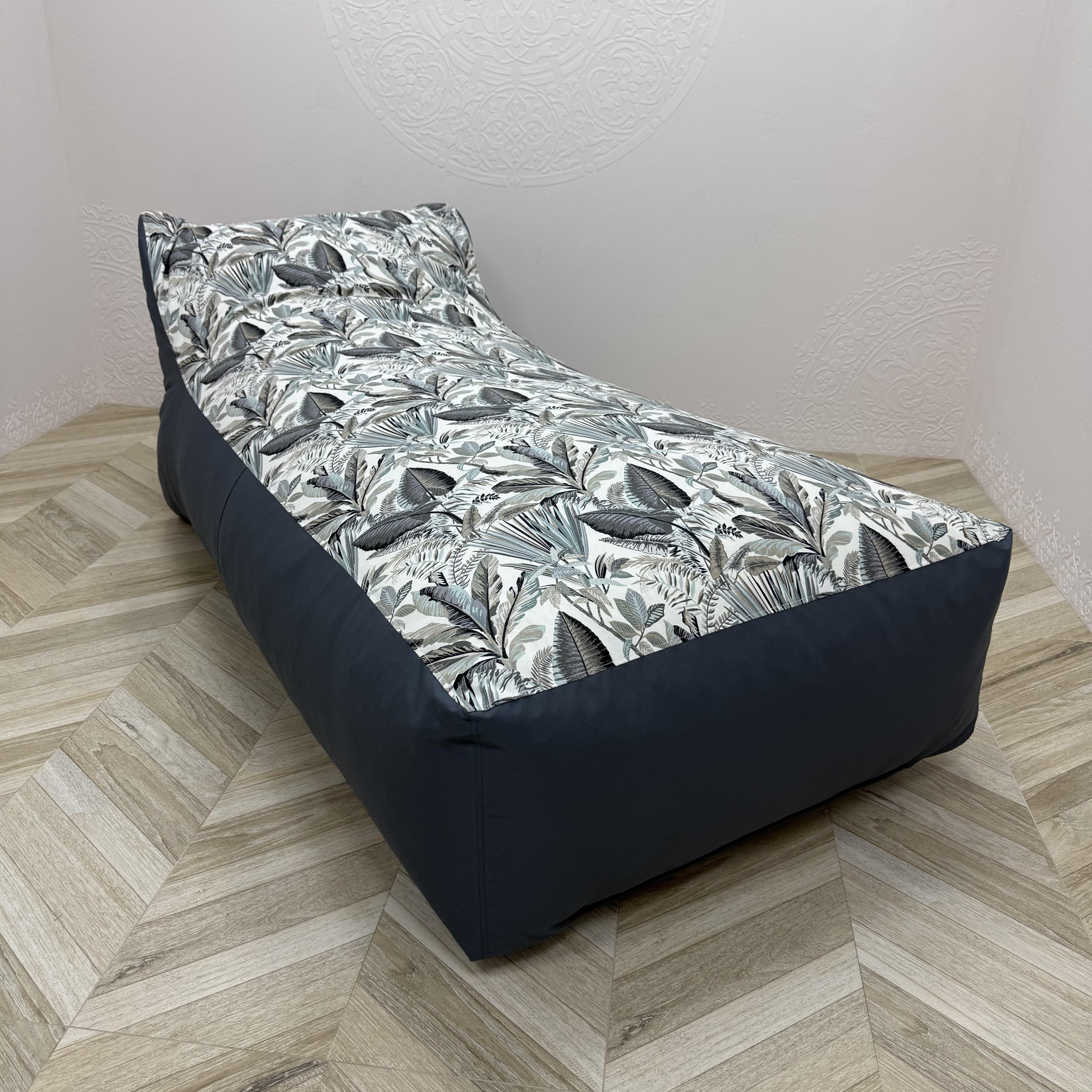 Бескаркасное кресло водонепроницаемое Comfort Tropical forest grey 90х180х80 см