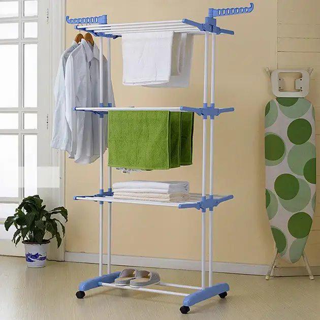 Сушарка для білизни на колесах підлогова Spray painting clothes hanger до 40 кг Біло-блакитний - фото 5 Сушарка для білизни на колесах підлогова Spray painting clothes hanger до 40 кг Біло-блакитний - фото 5