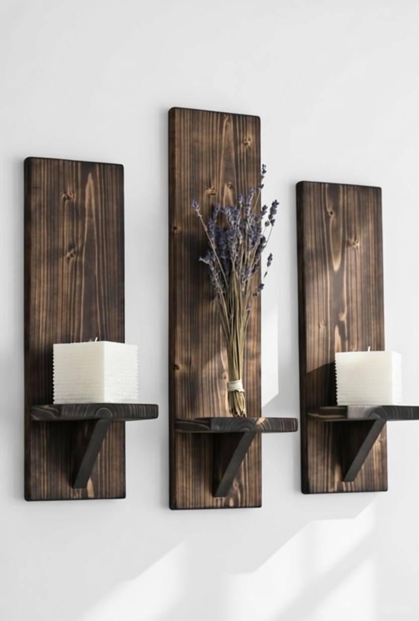 Набор полок настенных из натурального дерева сосна 450х170х150 3 шт. Коричневый
