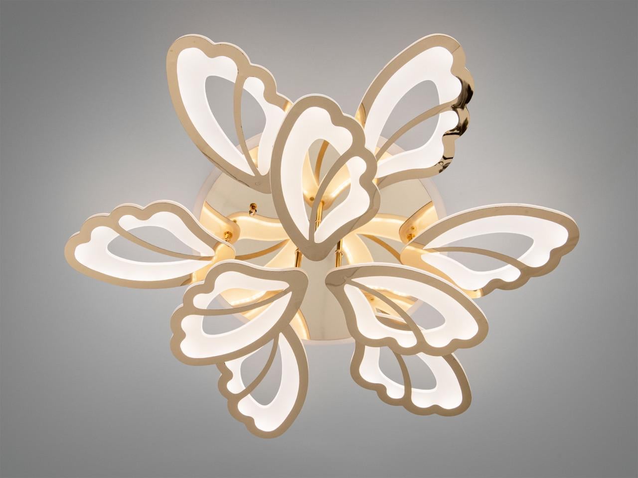 Люстра светодиодная для гостиной 8166/6+3G LED 3color dimmer 140Вт с пультом Золотой (2957216535)