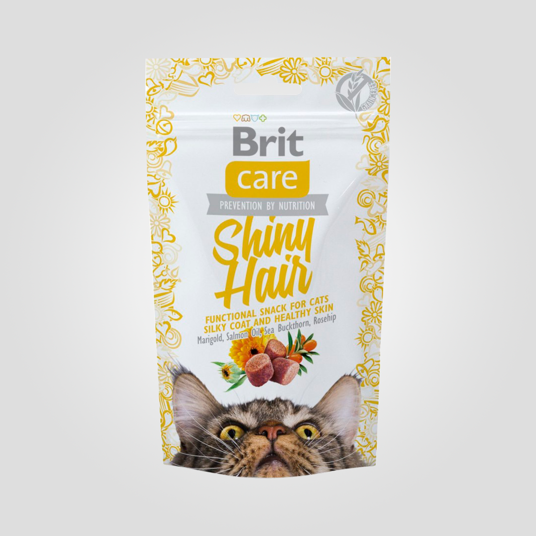 Ласощі для котів функціональні Brit Care Shiny Hair з лососем 50г (20504626)