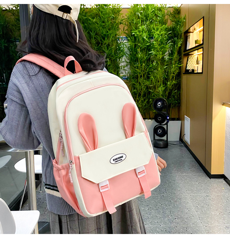 Школьный рюкзак для девочки Ушки 3в1 5-11 класс Бело-Розовый (27668042) - фото 4