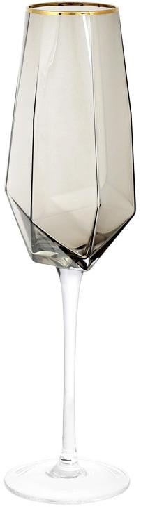 Набор фужеров для шампанского Clio 370 мл 4 шт. с золотым кантом Дымчатый (BD-579-220)