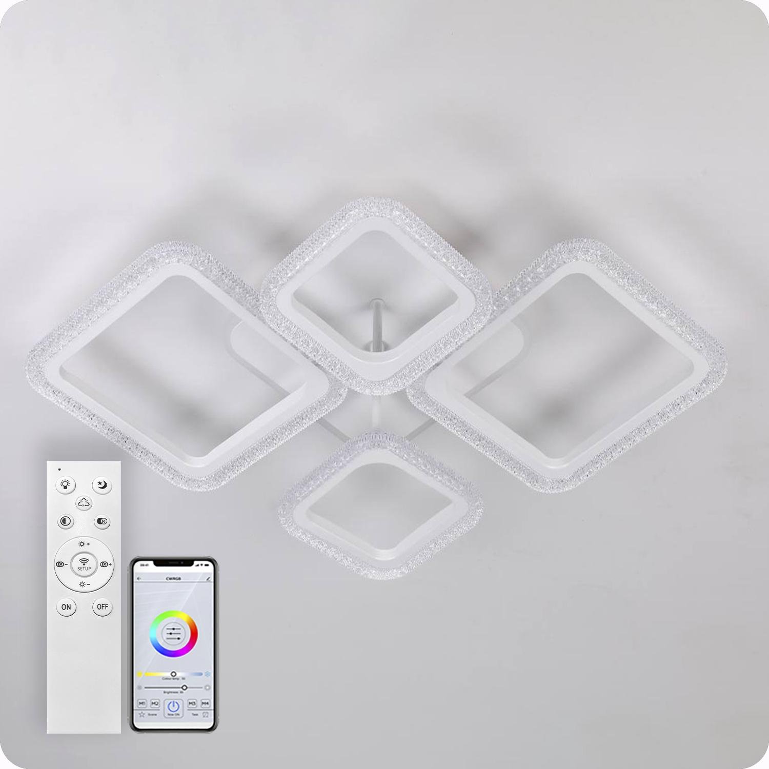 Люстра світлодіодна 517 Light 3color з пультом 96 Вт Білий (02063) - фото 2 Люстра світлодіодна 517 Light 3color з пультом 96 Вт Білий (02063) - фото 2