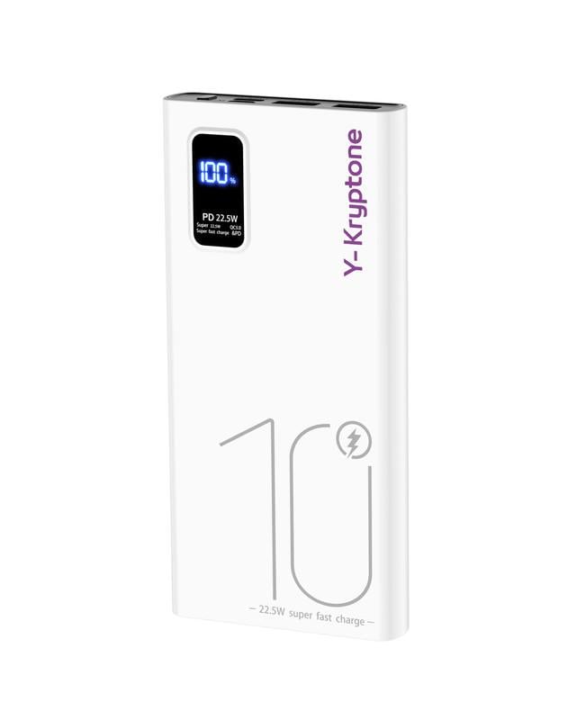 Повербанк Y-Kryptone GT-19 10000 mAh QC3.0 22,5W Fast Charge White (YK-GT19-WH)