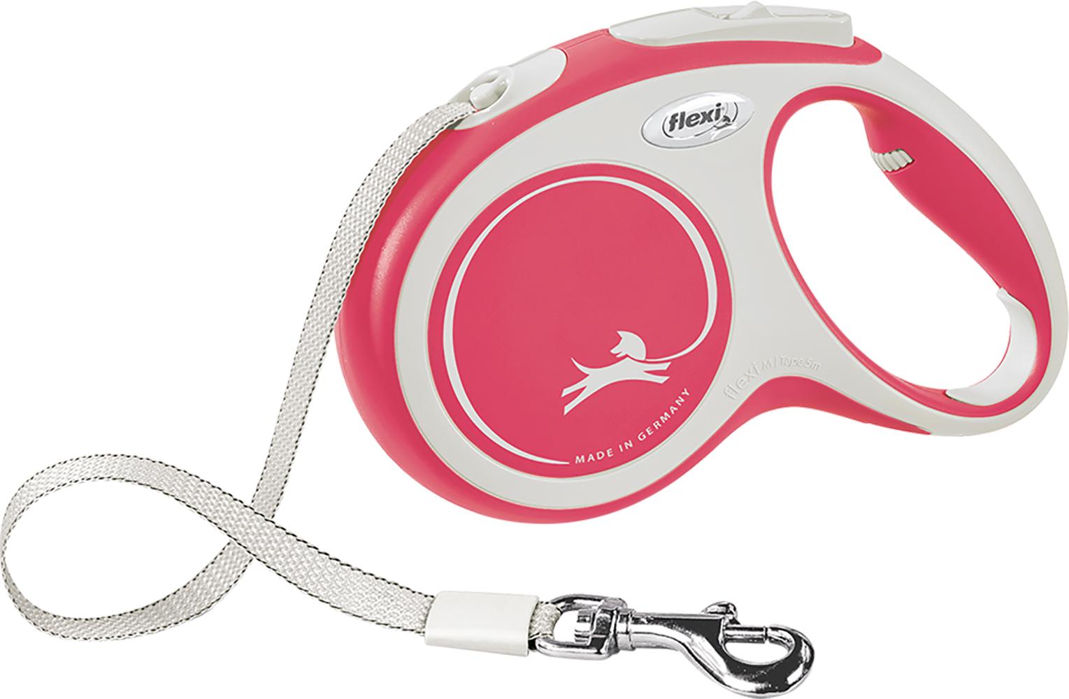 Поводок-рулетка Flexi New Comfort М лента 5 м Красный (4000498043622)