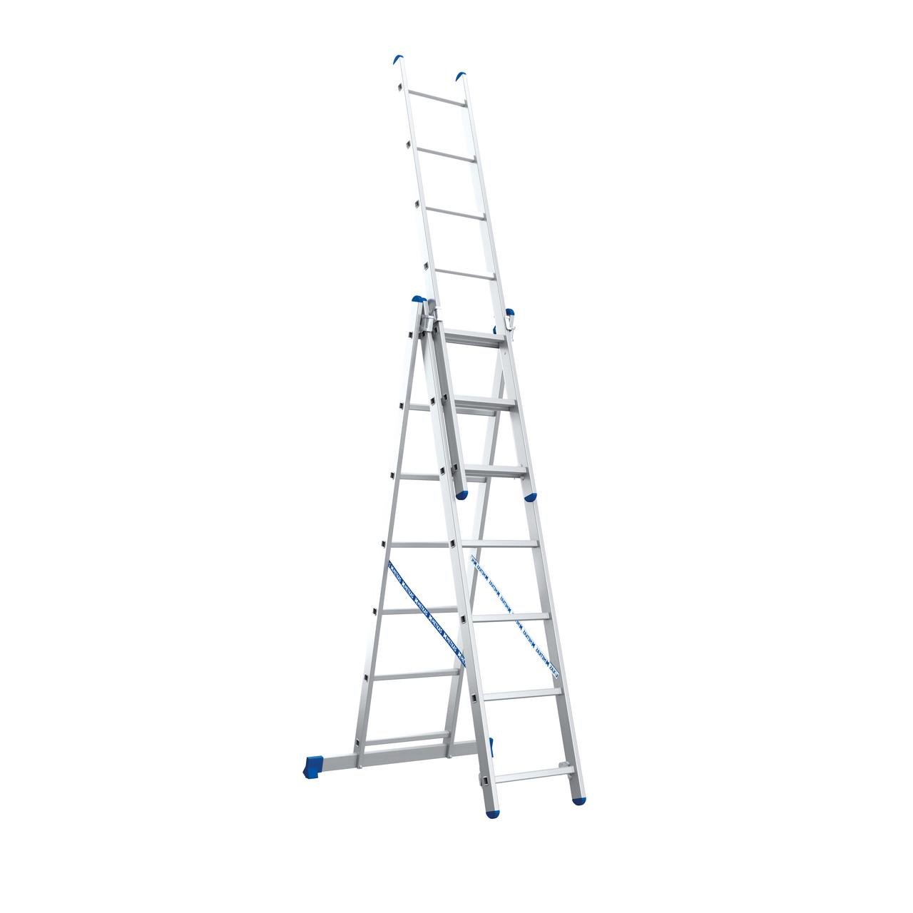 Лестница-стремянка алюминиевая Skladcom 3х7 трехсекционная 3,93 м - фото 2 Лестница-стремянка алюминиевая Skladcom 3х7 трехсекционная 3,93 м - фото 2