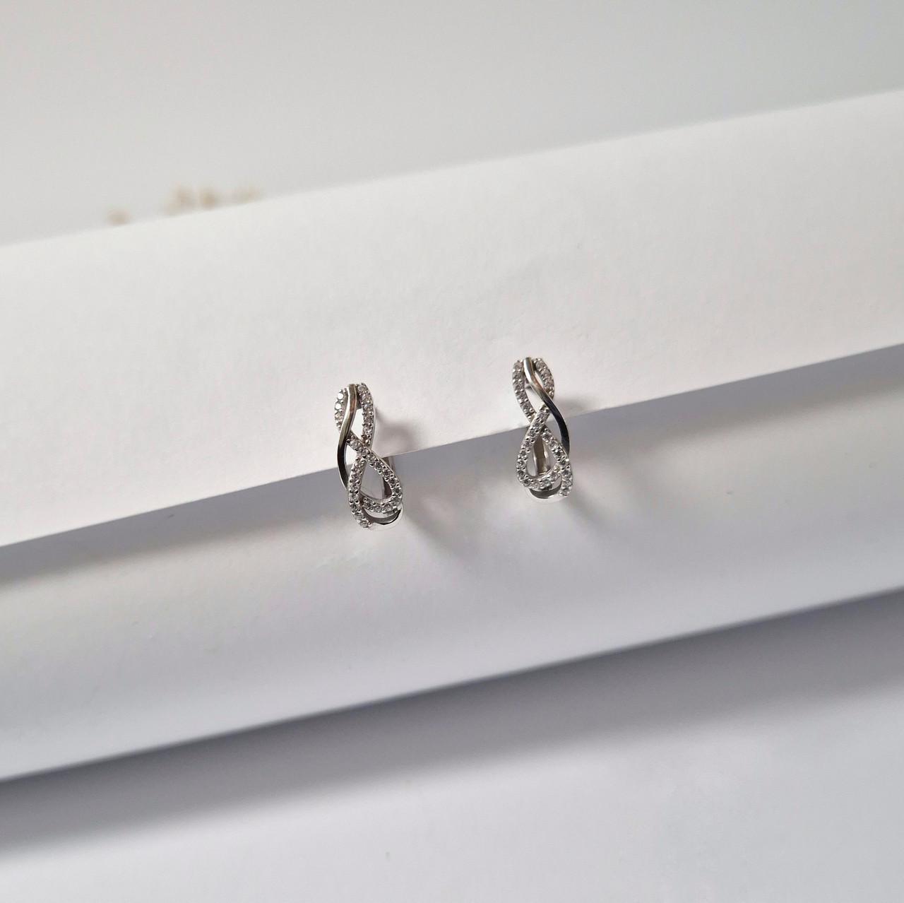 Серьги Завиток в белых камнях серебро 925 пробы 1,85 г(1520)