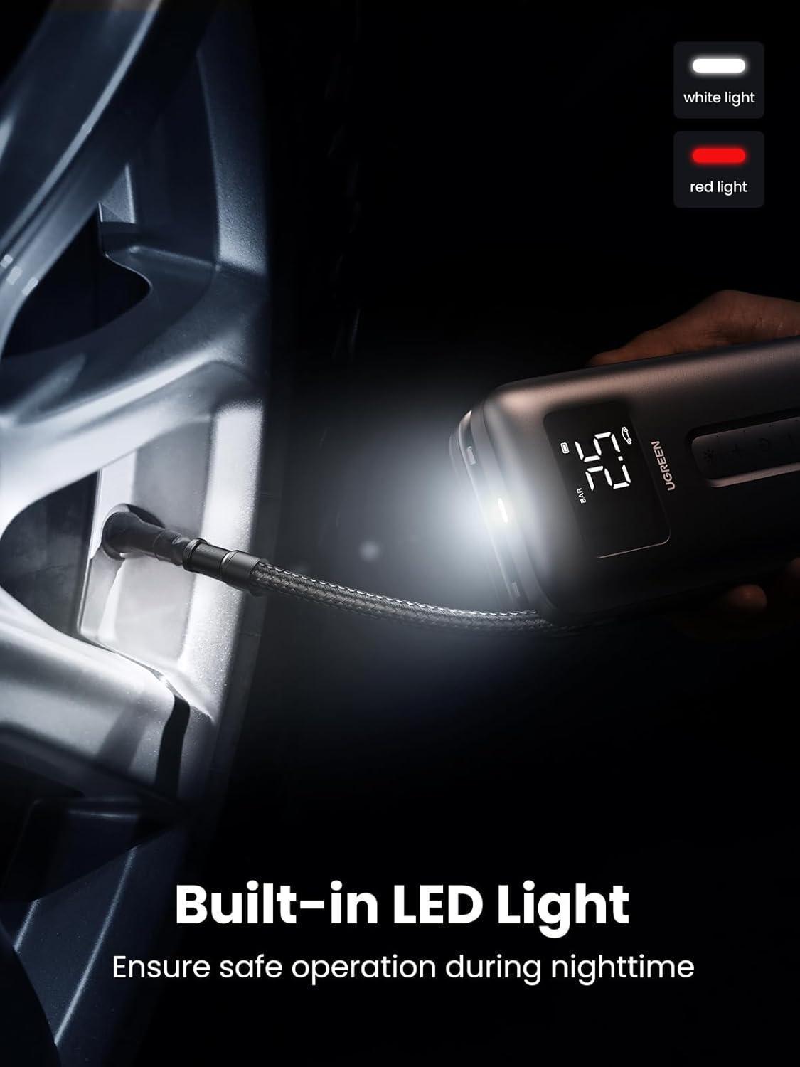 Насос автомобільний бездротовий UGREEN 150PSI з автоматичним вимкненням 2X 2500mAh Чорний (15951) - фото 5