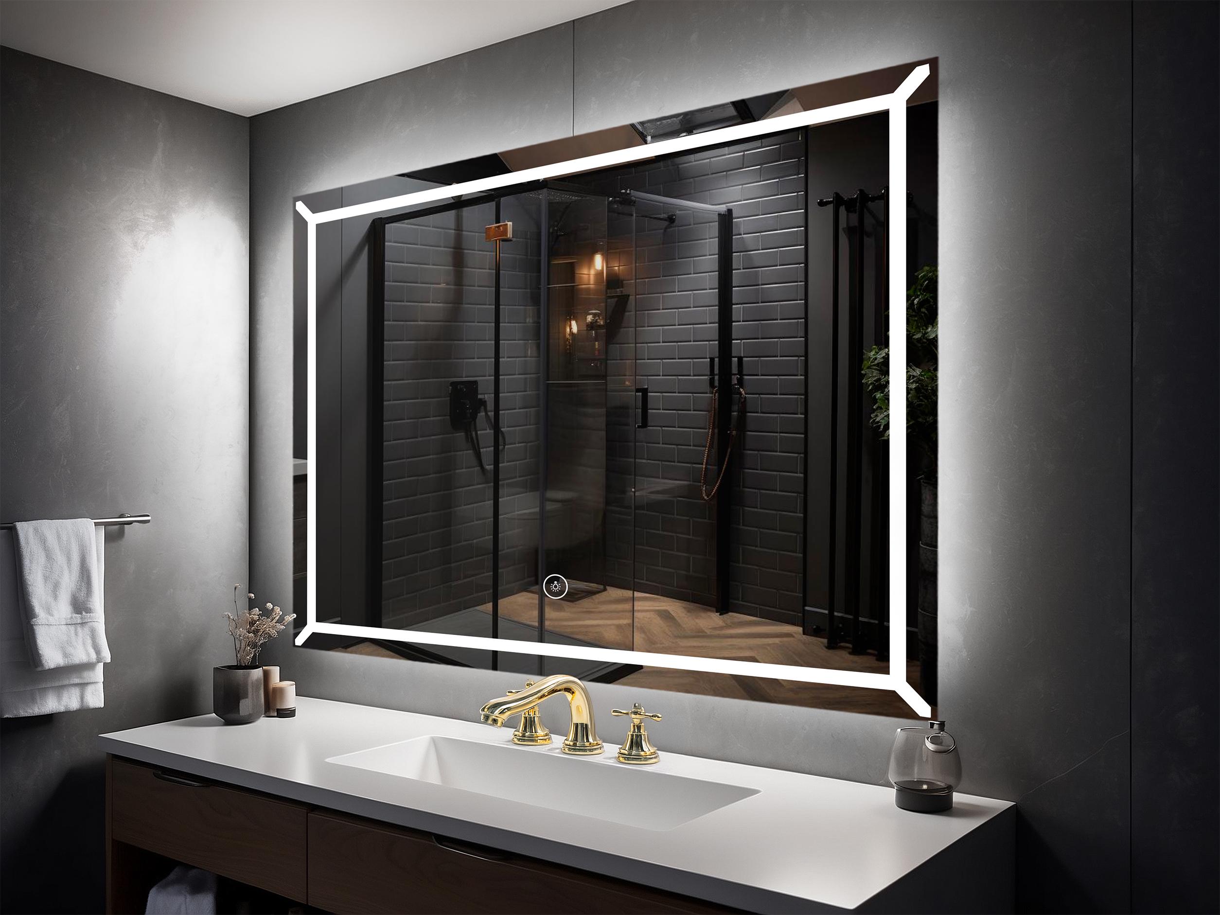 Зеркало для ванной KAYFOVO настенное с LED подсветкой 90х70 см (472658904)