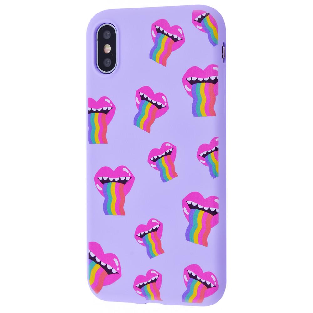 Чохол WAVE Fancy case TPU для iPhone X/XS Rainbow Smile/Lavender Rainbow
