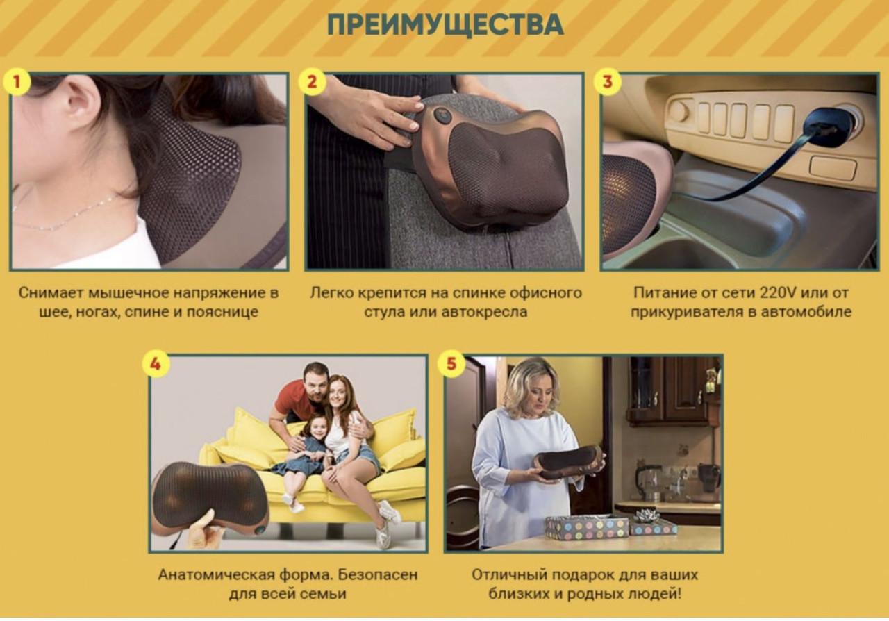 Масажна подушка Rias Massage Pillow для будинку і машини Bronze (4_905710875) - фото 8