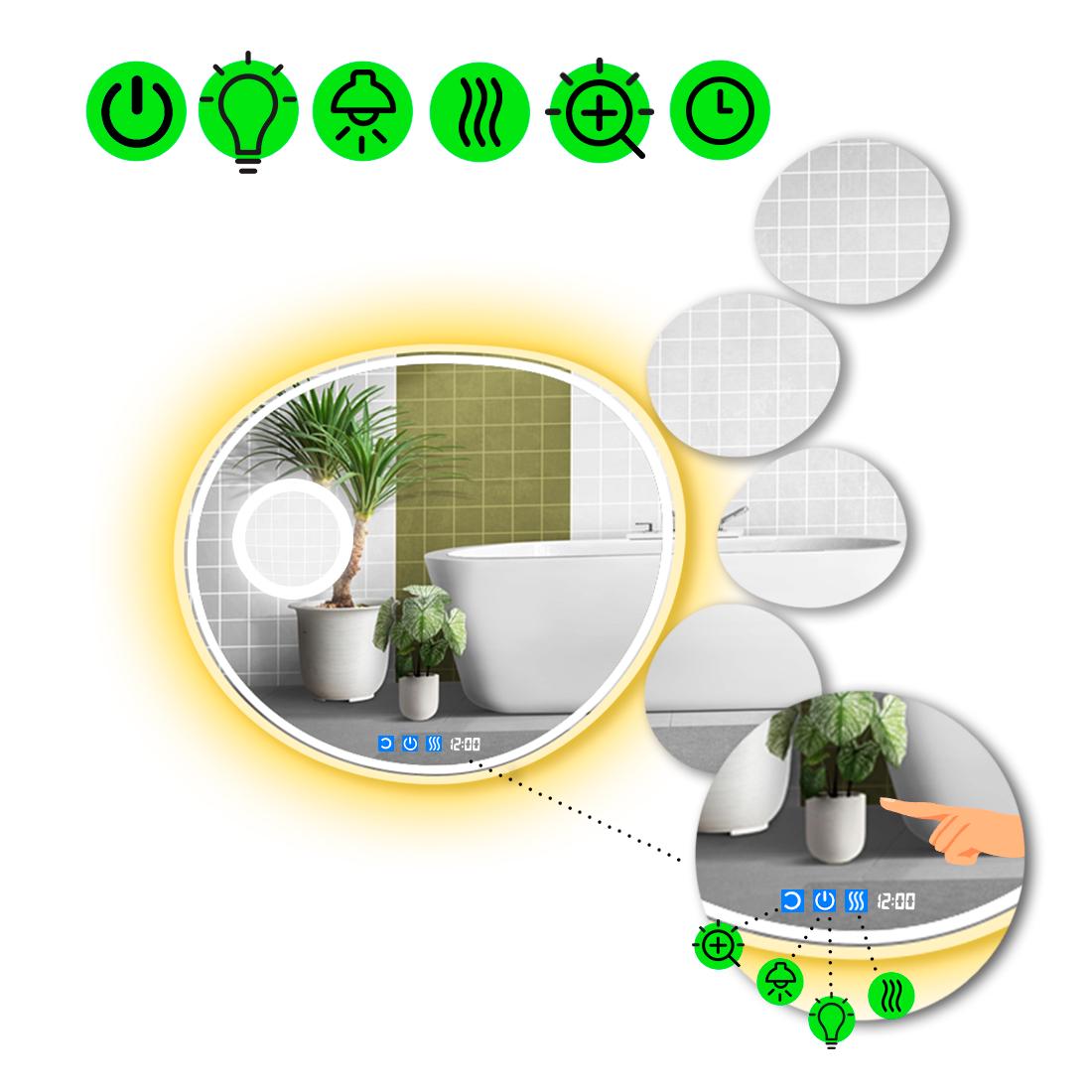 Зеркало с LED подсветкой Acqua 4 с тремя сенсорами/подогревом и линзой с подсветкой 100x100 см (Acqua4-26)