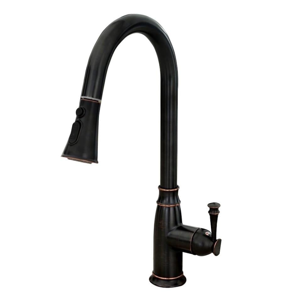 Смеситель для кухни Rea Deco с выдвижным изливом Черный матовый (REA-B0182)