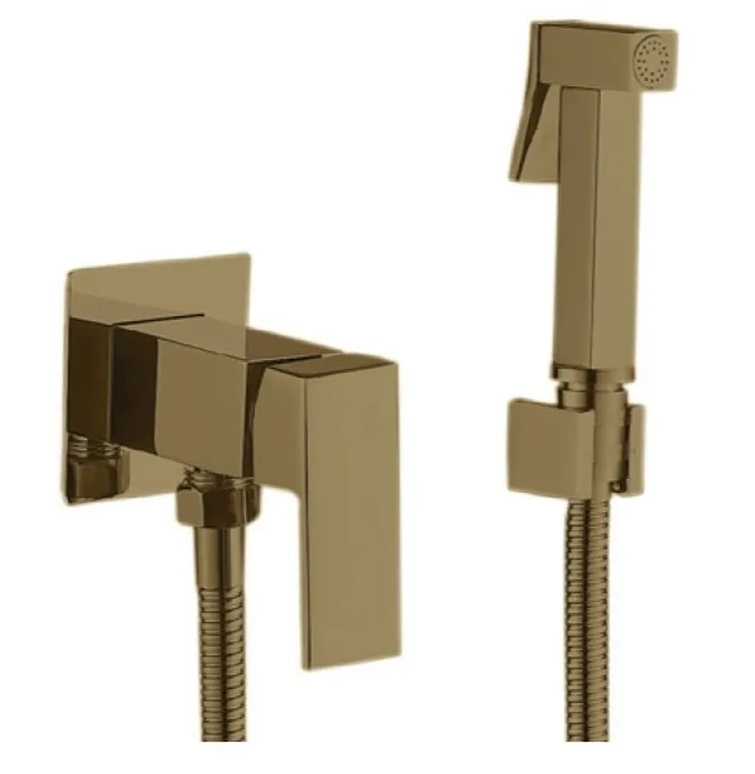 Смеситель для гигиенического душа Haiba Kubus 002 Inner BRUSHED Gold (HB9625)