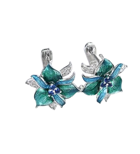 Cерьги женские Зеленый цветок