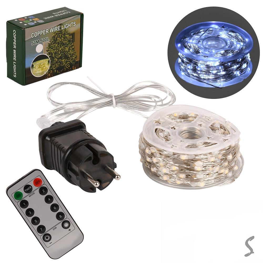 Гирлянда светодиодная Роса белая проволока на пульте 50 м 500 Led Белый (R33987-3) - фото 8 Гирлянда светодиодная Роса белая проволока на пульте 50 м 500 Led Белый (R33987-3) - фото 8