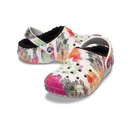 Сабо жіночі утеплені Crocs Unisex's Classic Lined Tie Dye Clog Blotched Tie Dye Різнокольоровий (27631)