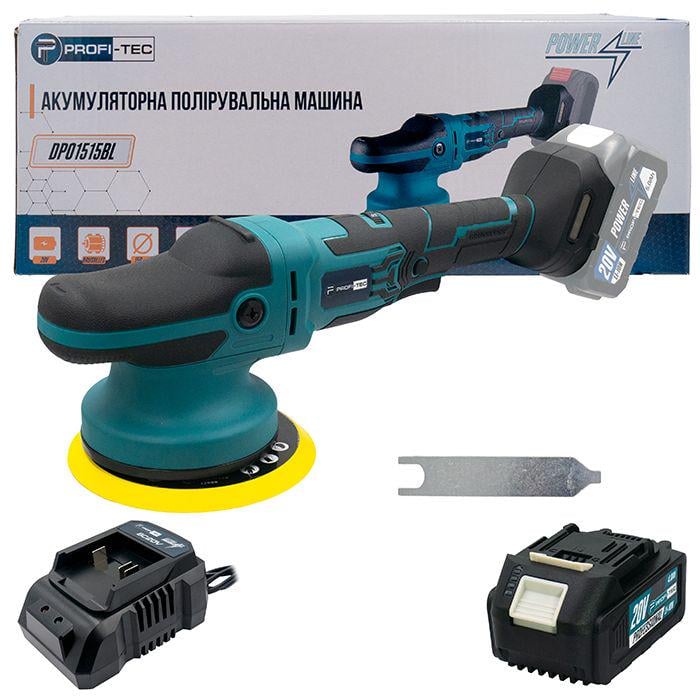 Машина аккумуляторная полировочно-эксцентриковая PROFI-TEC 20V DPO1515BL/PPO1515BL со стабилизатором оборотов (006601)