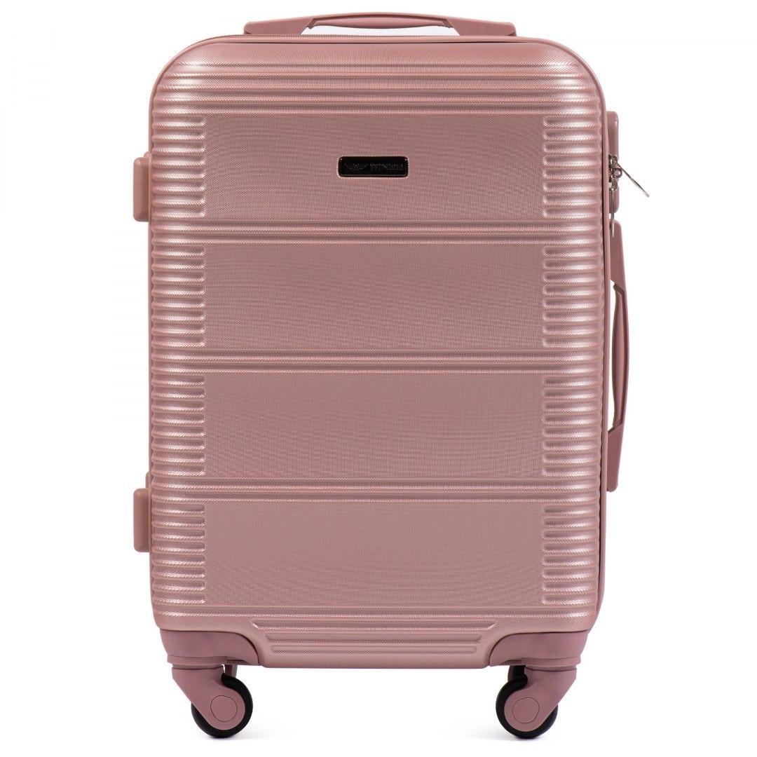 Чемодан ручная кладь Wings К203 малый на 4 колесах 55х37х23 см Розово-золотой