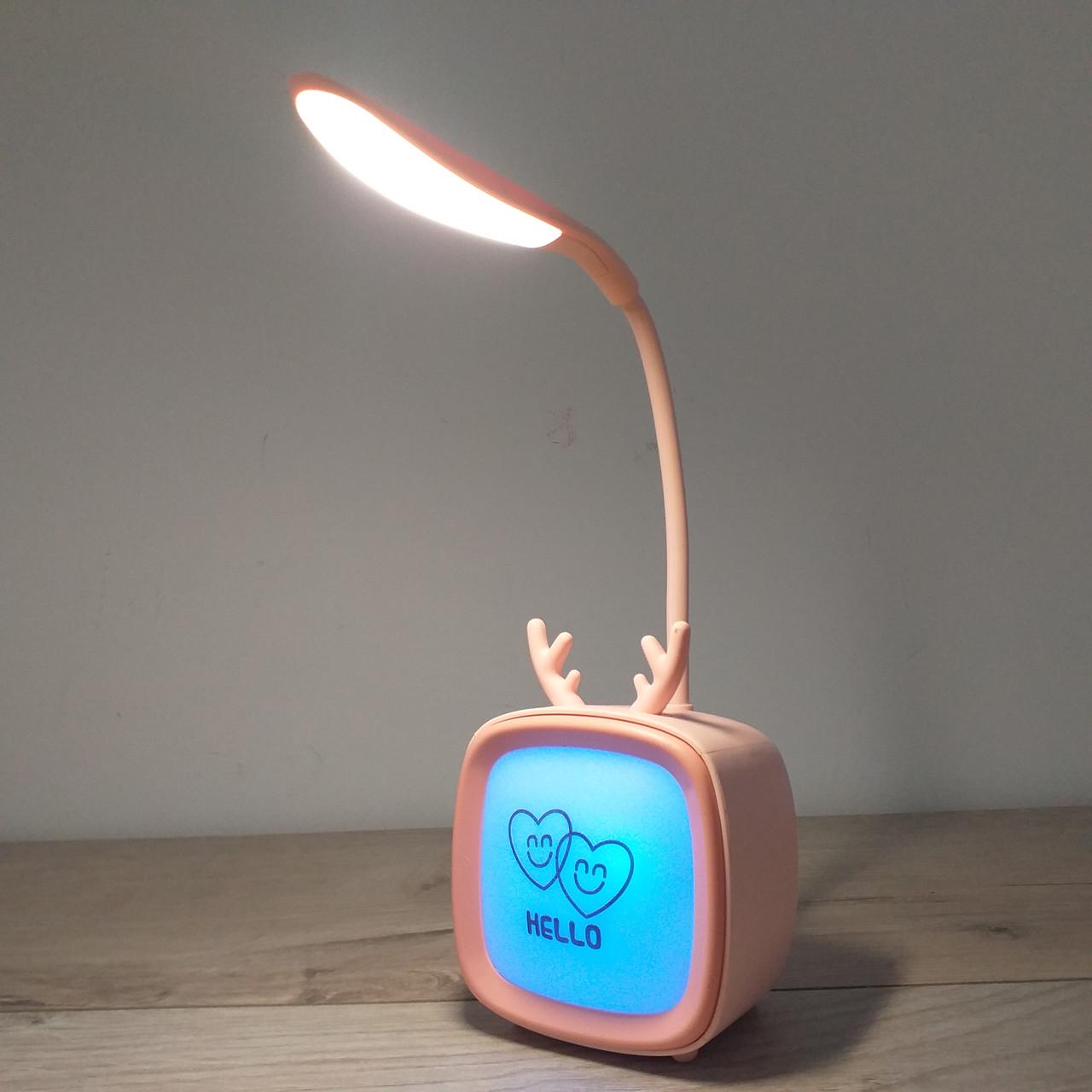 Лампа аккумуляторная настольная USB Hello 400 mAh Розовый (KG-12086) - фото 4