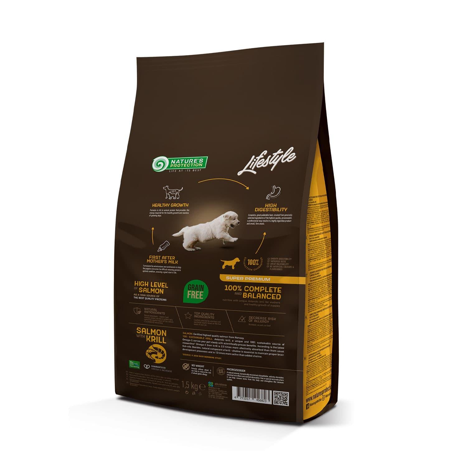 Сухой корм стартер Lifestyle Grain Free Salmon для щенков всех пород 1,5 кг - фото 2 Сухой корм стартер Lifestyle Grain Free Salmon для щенков всех пород 1,5 кг - фото 2