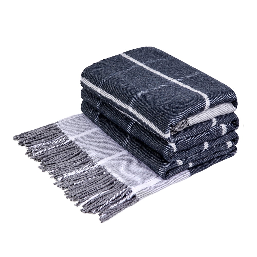 Плед хлопковый Love You Клетка 140х200 Темно-серый (4407)