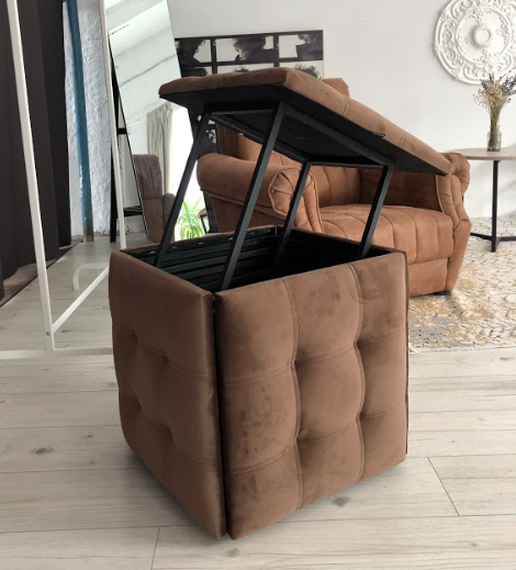 Пуф трансформер велюровий 5в1 50х50х50 см Коричневий (213213) - фото 2 Пуф трансформер велюровий 5в1 50х50х50 см Коричневий (213213) - фото 2
