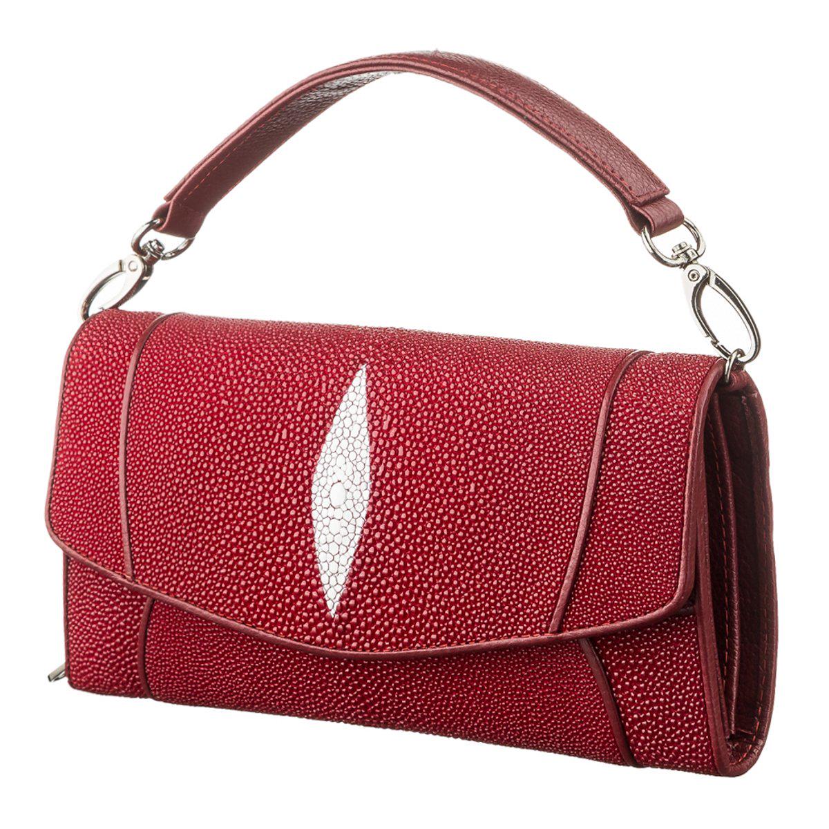 Клатч женский Stingray Leather 18616 из натуральной кожи морского ската Бордовый Клатч женский Stingray Leather 18616 из натуральной кожи морского ската Бордовый
