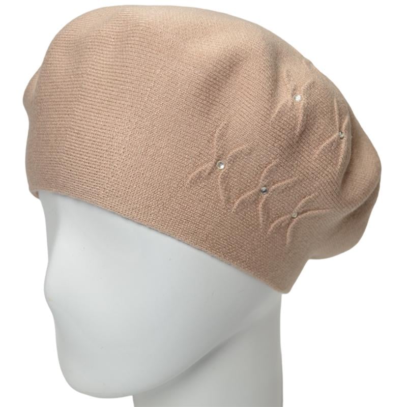 Берет женский из вискозной пряжи Novita Бинго L р. 57-58 Темно-бежевый