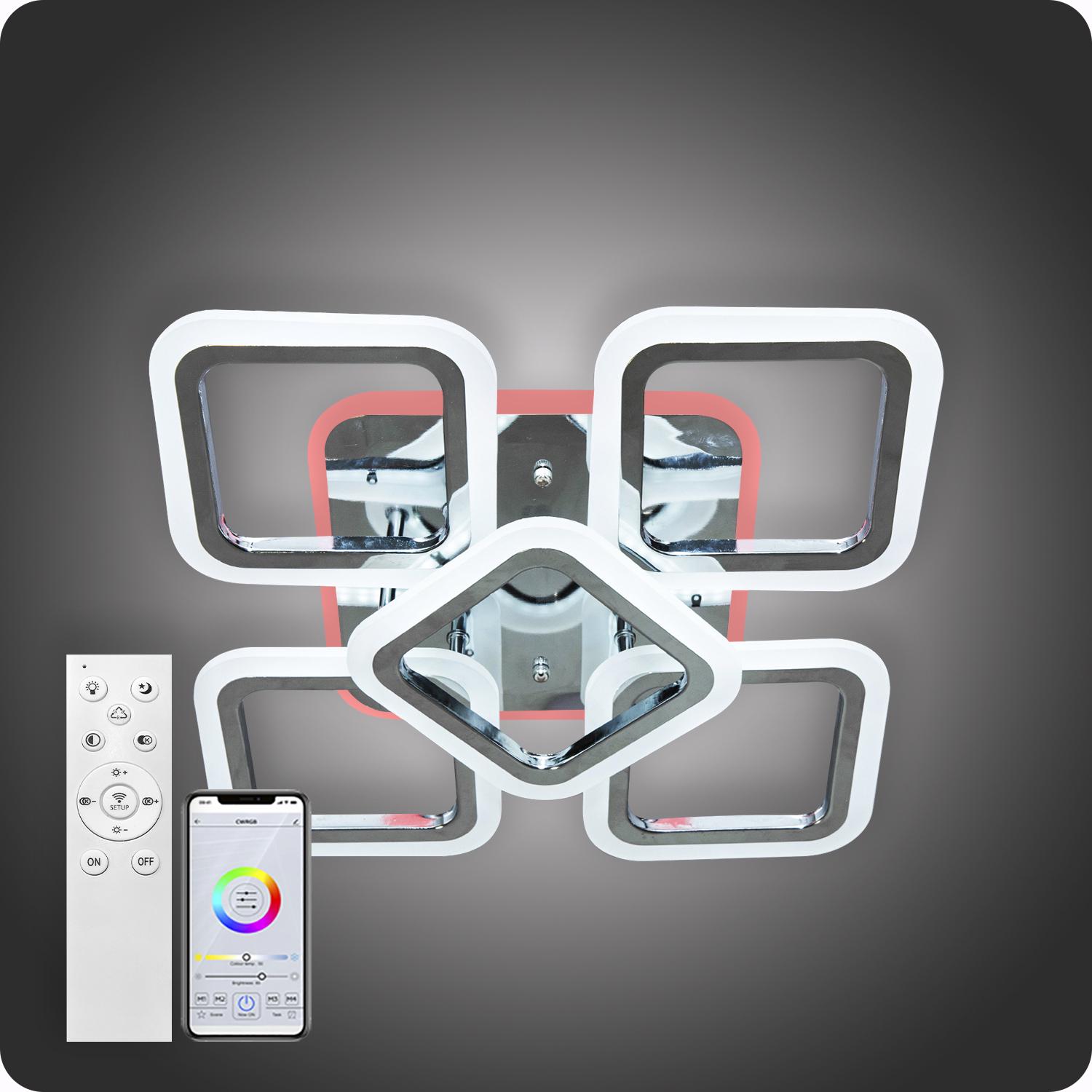 Люстра світлодіодна 517 Light 3color з пультом 90 Вт Хром (01846) - фото 2 Люстра світлодіодна 517 Light 3color з пультом 90 Вт Хром (01846) - фото 2