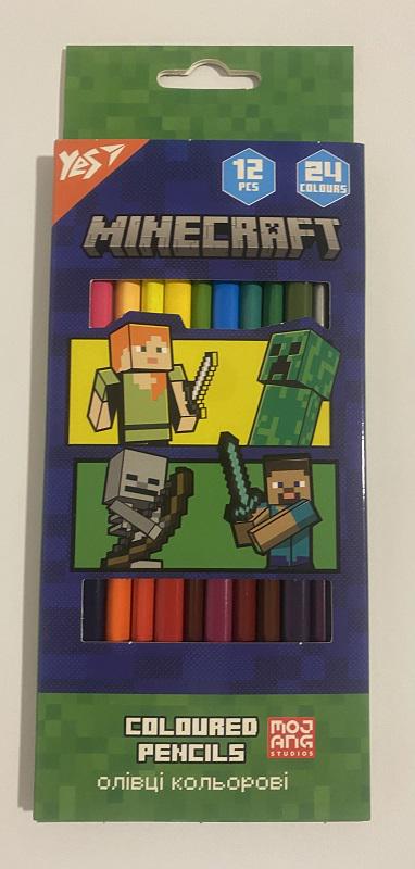 Карандаши цветные YES Minecraft трехгранные 12 шт. 24 цвета (290744) Карандаши цветные YES Minecraft трехгранные 12 шт. 24 цвета (290744)