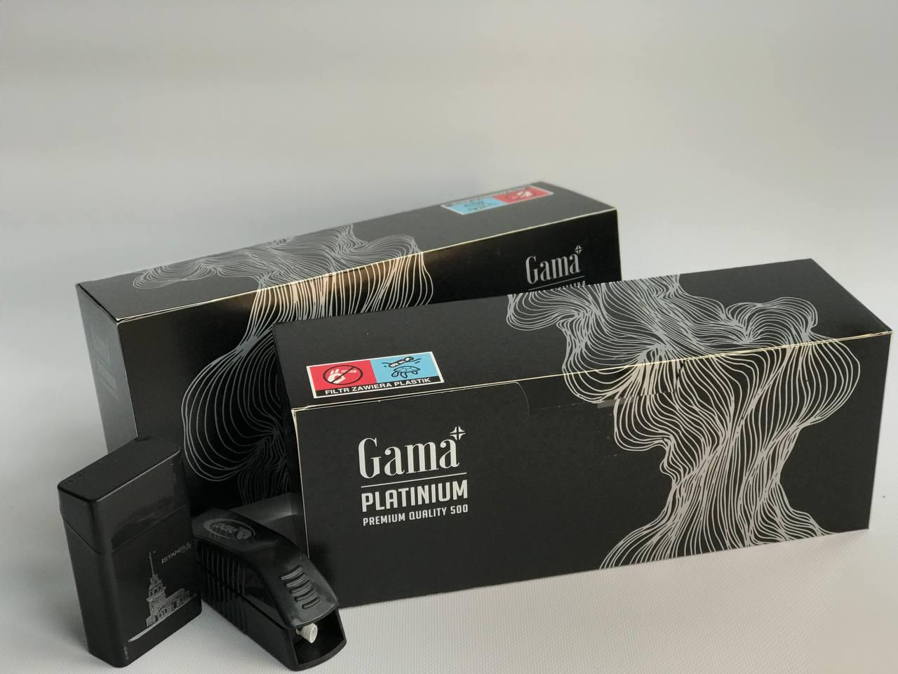 Набор машинка для набивки сигарет DEDO/портсигар/гильзы Gama Platinum 500/500 шт. (765548) - фото 1