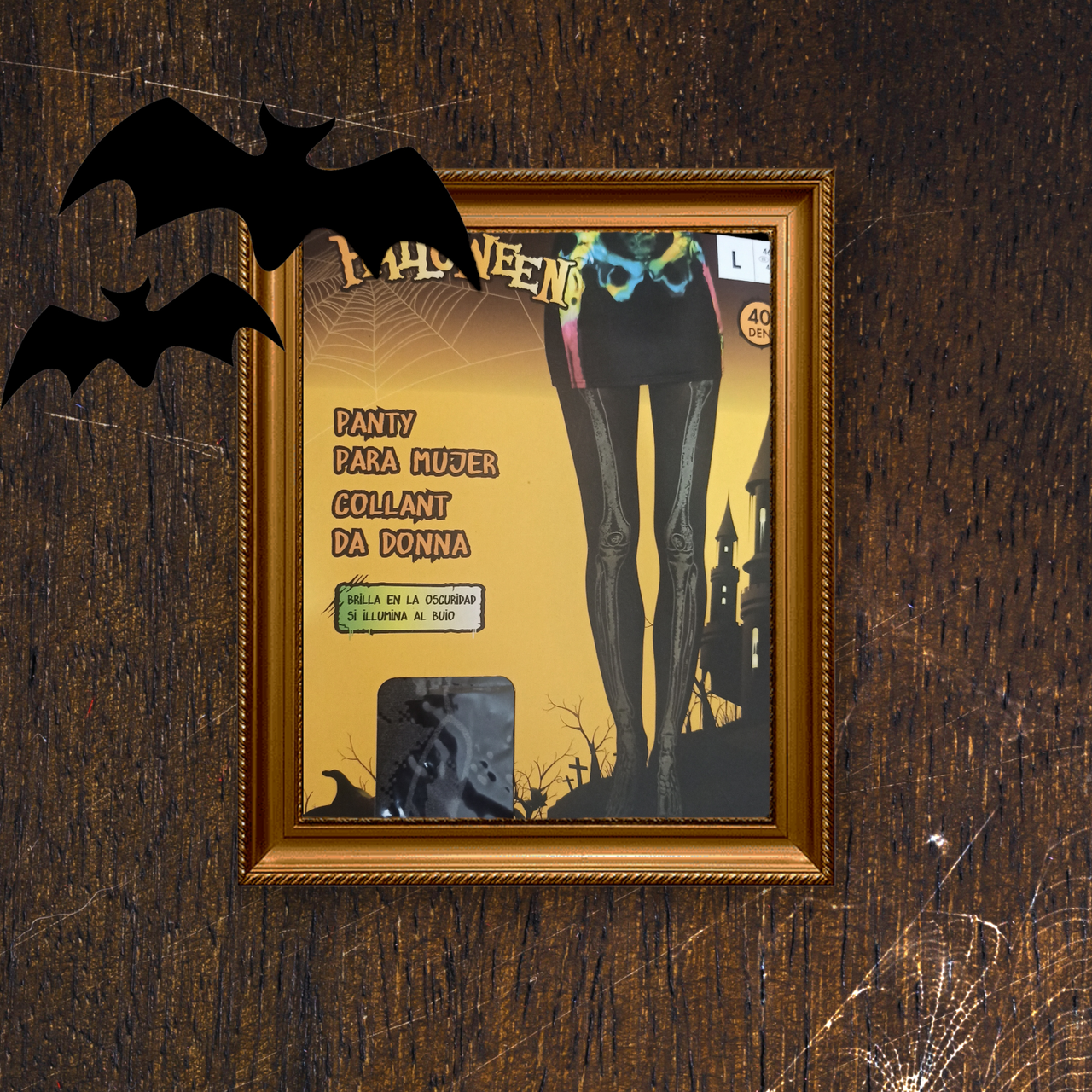 Колготки-скелеты на Хэллоуин принт светятся в темноте 40 den L р. 46-48 Черный (L0107) - фото 3 Колготки-скелеты на Хэллоуин принт светятся в темноте 40 den L р. 46-48 Черный (L0107) - фото 3