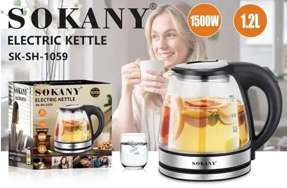 Електрочайник Sokany SK-SH-1059 з підсвічуванням та автовідключенням скляний 1500 Вт 1,2 л (30547303) - фото 4 Електрочайник Sokany SK-SH-1059 з підсвічуванням та автовідключенням скляний 1500 Вт 1,2 л (30547303) - фото 4