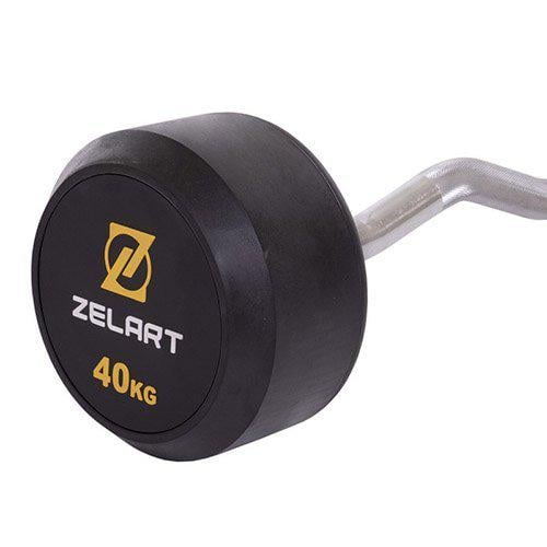 Штанга фиксированная изогнутая Rubber Coated Barbell Zelart TA-2687 40 кг Черный (58363067) - фото 3