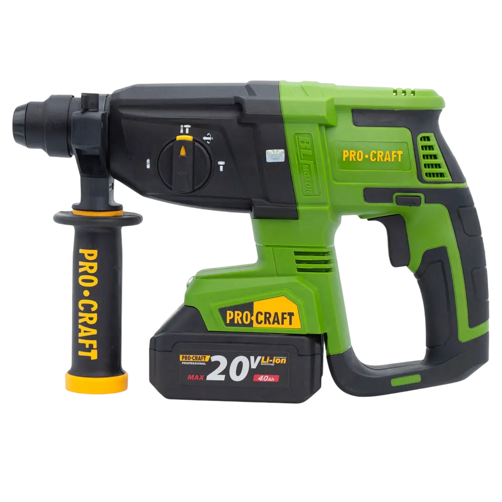 Перфоратор акумуляторний безщітковий ProCraft PHA40 з 2 акумуляторами Li-ion та із зарядним пристроєм з кейсом