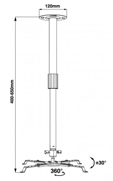 Кронштейн для проэктора Walfix PB-15B поворотно-наклонный Черный (M0174) - фото 2