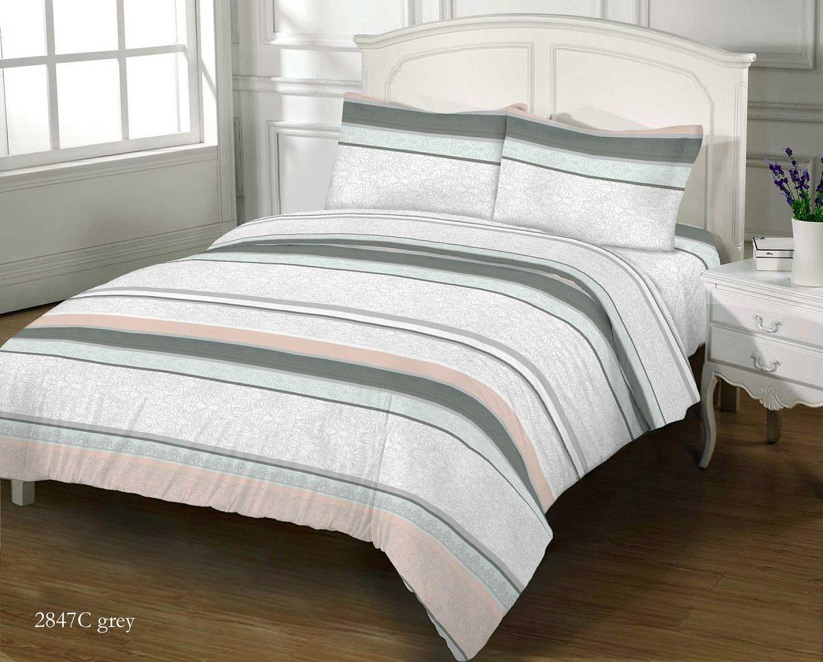 Комплект постельного белья Zastelli 2847 C GREY GOLD USA бязь полуторное 145х210 Белый