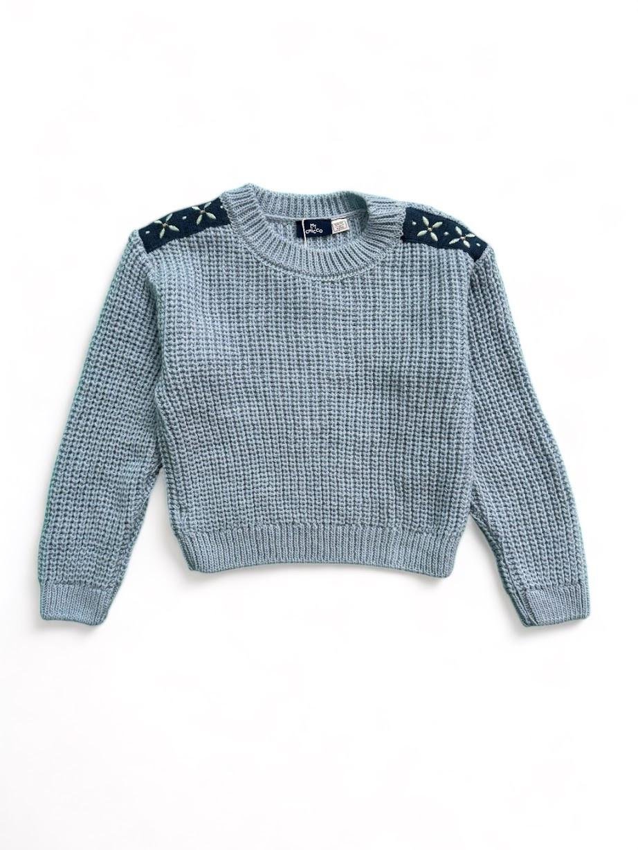 Свитер для девочки Chicco вязаный с круглой горловиной 3-4 года 98 см Голубой (2087346867)