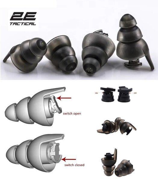 Беруши защитные 2E Switch EP1 L NRR 22/14 dB с переключателем пассивные Black (2E-EPWS1LBK) - фото 2