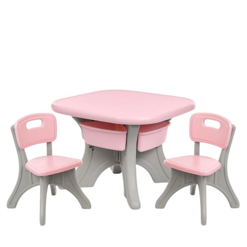 Стол пластиковый Bambi с лотками для хранения Розовый