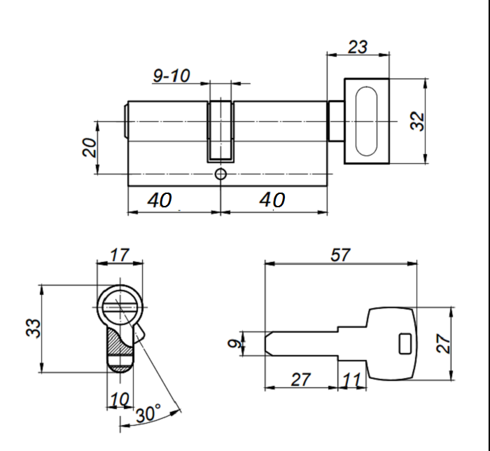 Цилиндровый механизм Apecs EM-80-CN - фото 3 Цилиндровый механизм Apecs EM-80-CN - фото 3