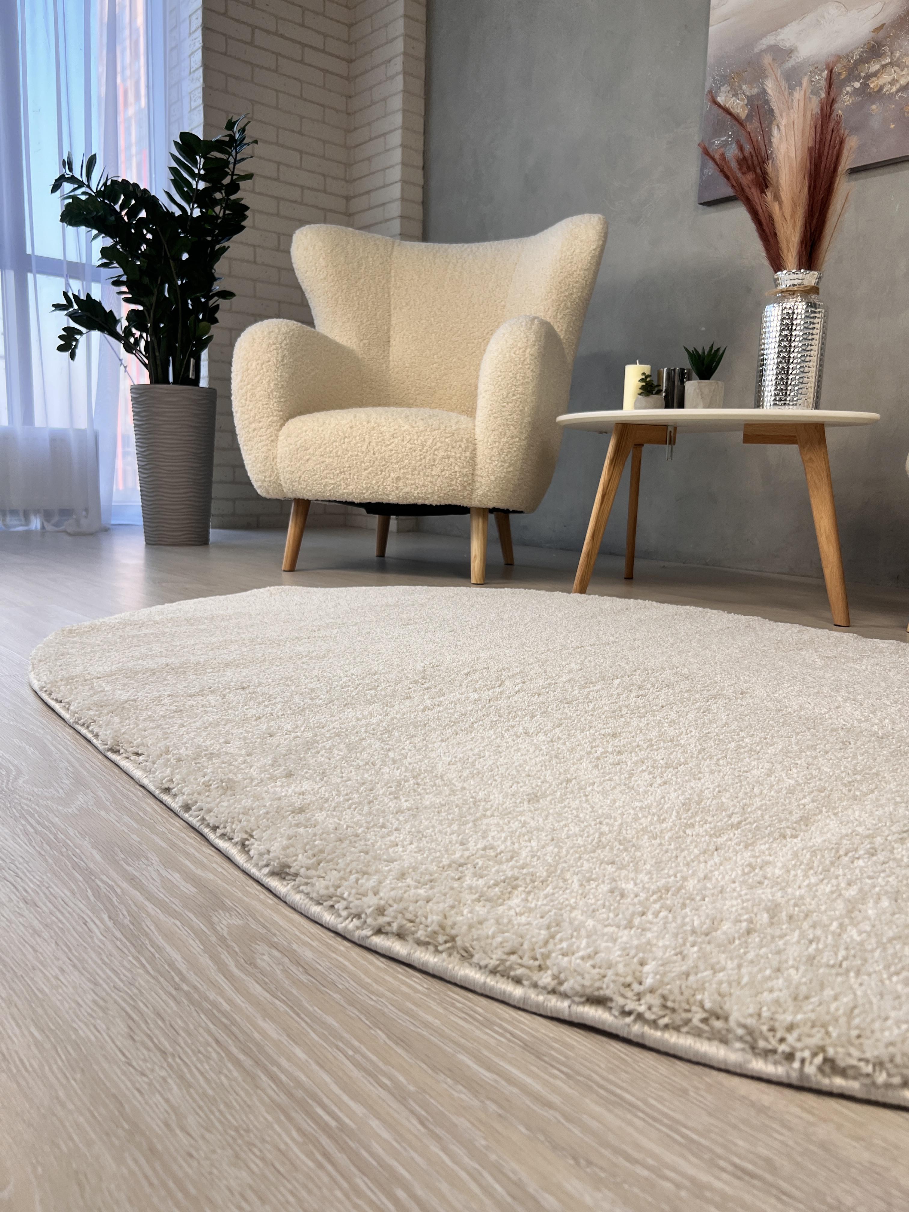 Пушистый ковер Super Softness шегги овал 80x150 см Кремовый/Белый (2144/F401RО8) - фото 7
