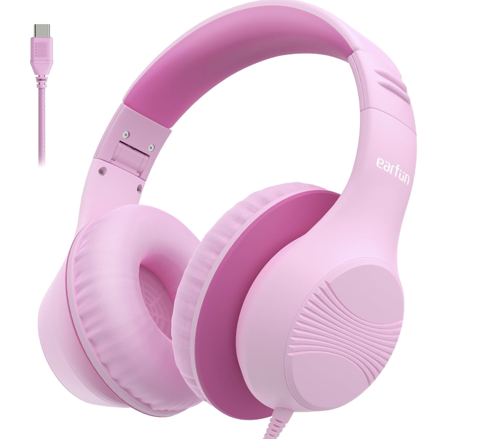 Наушники EarFun K3 USB Type-C с регулятором громкости/сложные для детей Розовый (2896322292)