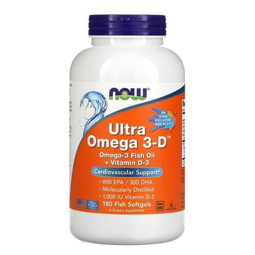 Омега-3 NOW Ultra Omega 3-D 180 рыбных капс. (NOW-01664)