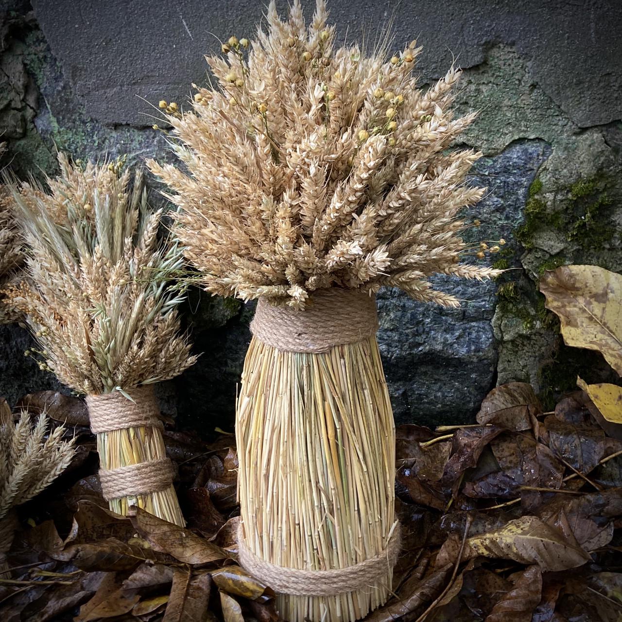 Рождественский дидух из пшеничных колосьев и льна 50 см (2025723995) - фото 2 Рождественский дидух из пшеничных колосьев и льна 50 см (2025723995) - фото 2